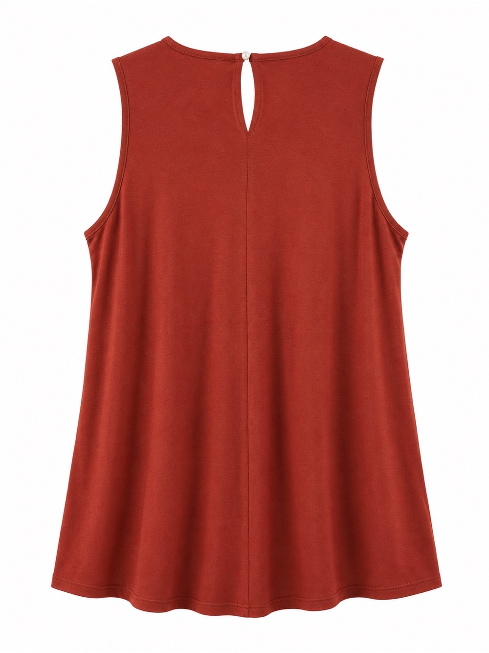 Zenana Rust Sleeveless Pleated Blouse Women’s Large High Neck Stretch Tank Top - Picture 2 of 6
